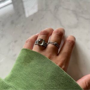 David Yurman Petite Wheaton Diamond & Prasiolite Ring (Size 5)